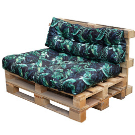 PODUSZKI OGRODOWE PIKOWANE na euro palety 120x80 + 120x40 zielone liście