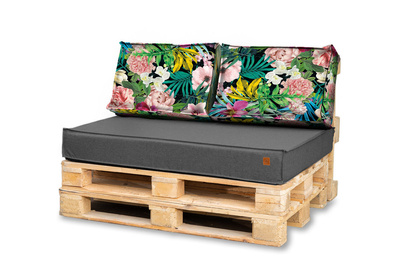 PODUSZKI poduchy OGRODOWE na euro palety 120x40x15 szary w kwiaty
