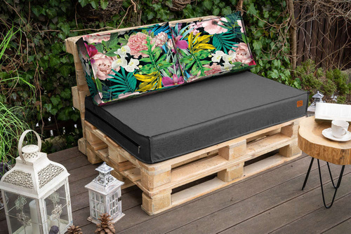 PODUSZKI poduchy OGRODOWE na euro palety 120x40x15 szary w kwiaty